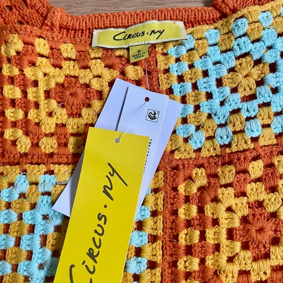 Circus NY Crochet Granny Square Crop Top | Size S | Retro Boho - Picture 2 of 7